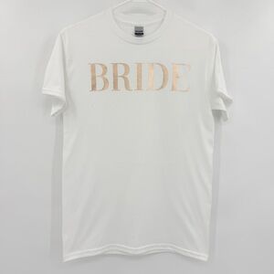 Gildan Dry Blend White Custom Handmade Rose Gold Bride Short Sleeve Tee Small